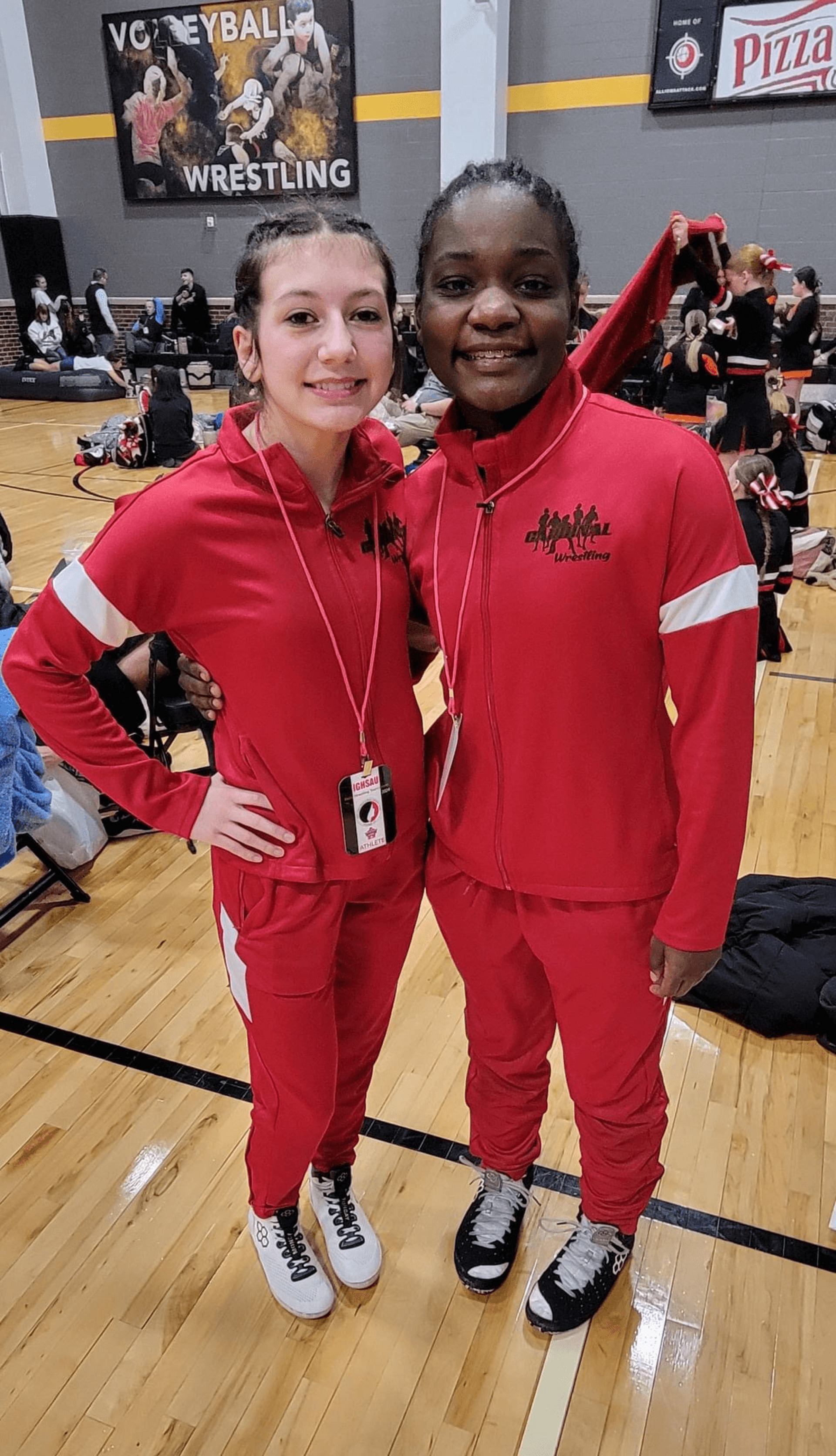 Girls wrestling competitors