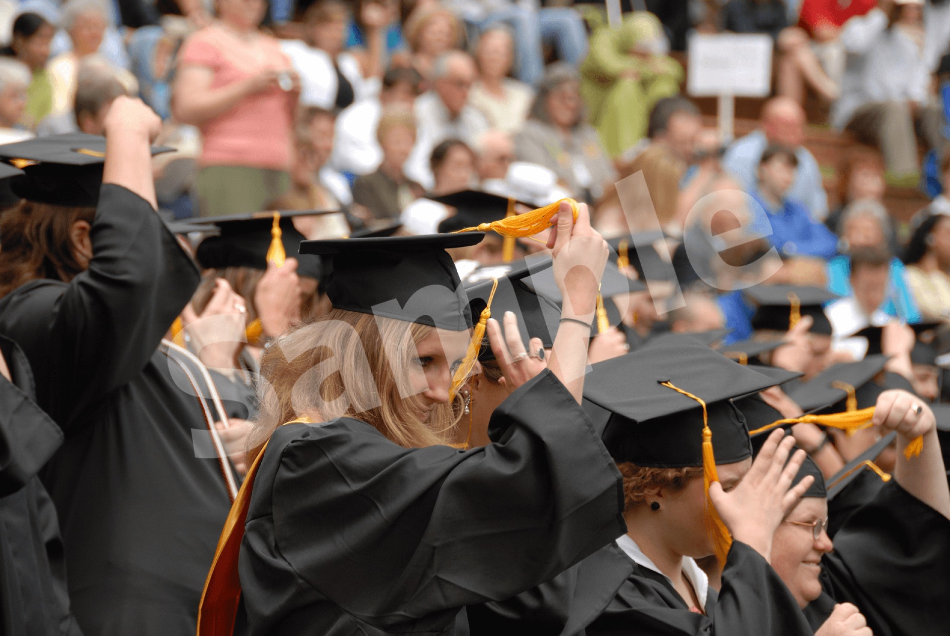 Students in graduation caps and gowns