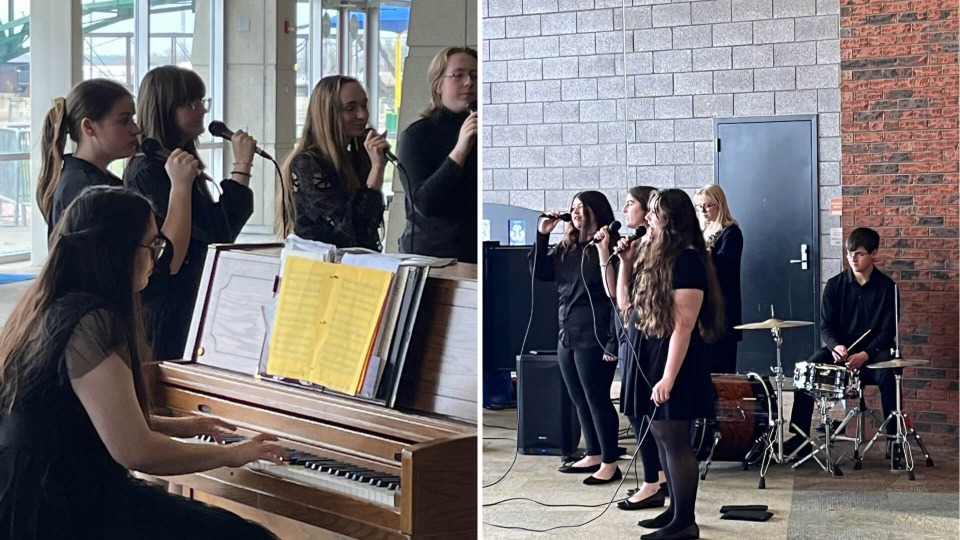 Cardinal CSD Jazz Choir Concert performing during intermission at the Southeast Iowa Symphony concert.