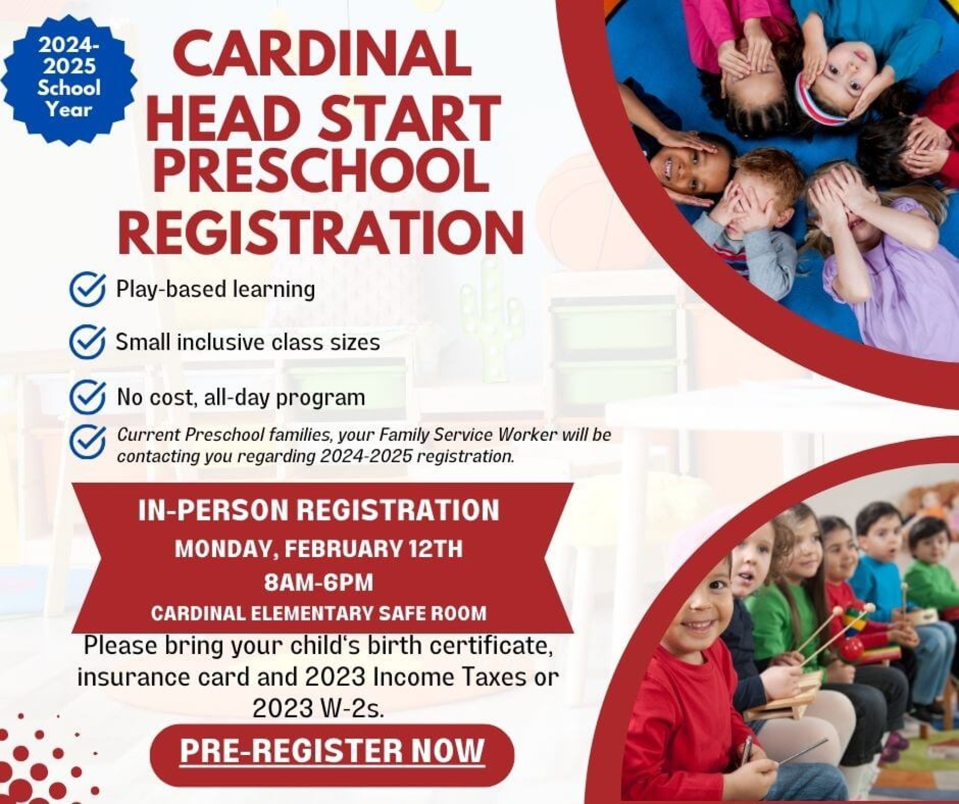 Cardinal Head Start Preschool Registration Flyer Version